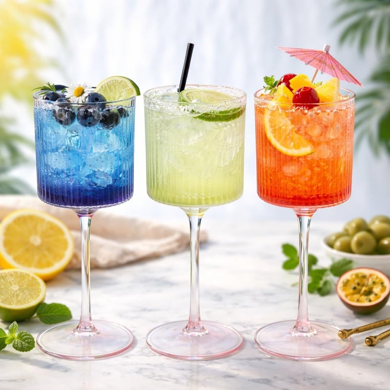 Oojami 24 Pack Pink Plastic Champagne Flutes, 8.5oz Ribbed Disposable Champagne Glasses, Long Stem Vintage Mimosa & Sparkling Wine Cups for Weddings, Parties, Celebrations - Image 4